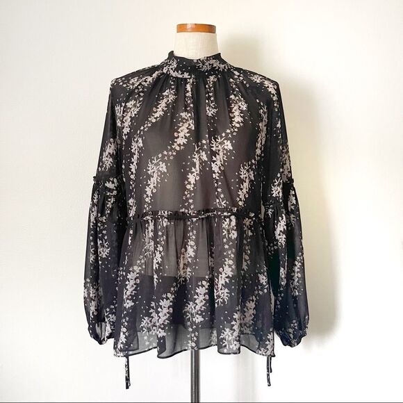 All Saints Eimear Cultivar Mini Dress Sheer print Size 8 preowned - Picture 2 of 6